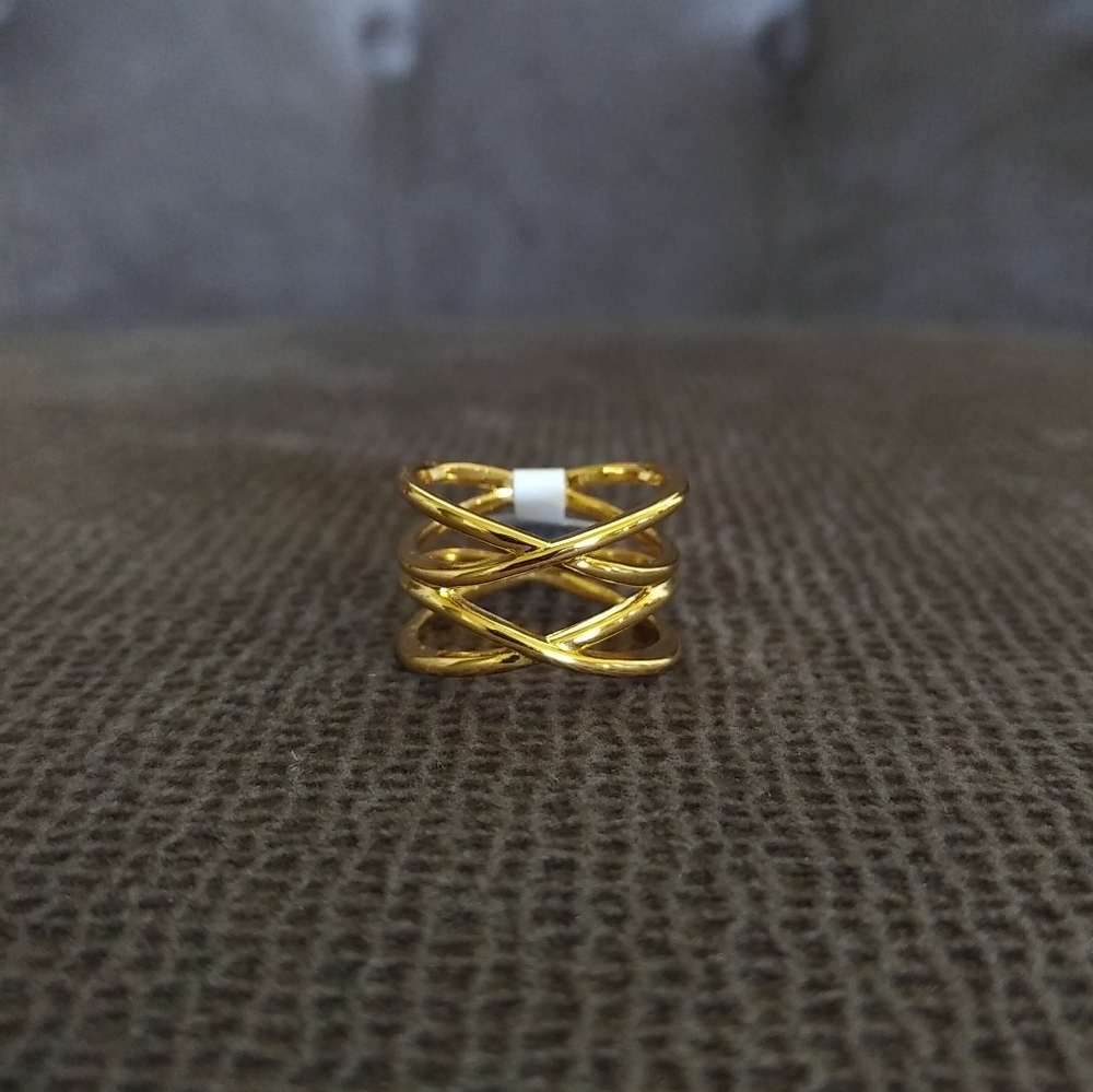 BRONZE Oro Double✌️Criss Cross🔀 Ring - Sz 7 - Picture 11 of 16